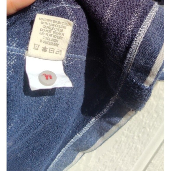 Max Studio Dress Weekend Henley Blue White Striped Roll-tab Sleeves Mini Medium - Picture 7 of 9